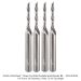 Ultra-Shear Solid Carbide 2-Flute Down-Cut Spiral Router Bit, 1/4" Shank, 1/8" Cutting Diameter, 13/16" Cutting Length, 2-1/2" Overall Length, 4-Pack