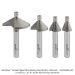 Carbide Tipped Micro Bearing Chamfer Bit, 1/4" Shank, 2-Flute, 3/8 Length of Cut, 3/16" Bearing, 4 Piece Set