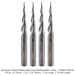 SOLID CARBIDE STUBBY CONICAL BALL NOSE, 3-FL, 1/4" SH, 11.26 DEG, .01" RAD., 1" CL, 2" OAL, 4-PACK