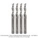 Ultra-Shear 2-Flute Solid Carbide Spiral Router Bit, Down Cut,  1/4" Shank, 3/16" Dia., 3/4" length of cut, 2-1/2" Overall Length, 4-Pack