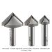 Carbide Tipped V-Groove Bit, 90°, 2-Flute  1/2"SH, 3-PC Set