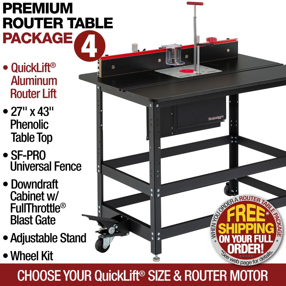 Woodpeckers Premium Router Table Package 4 with QuickLift