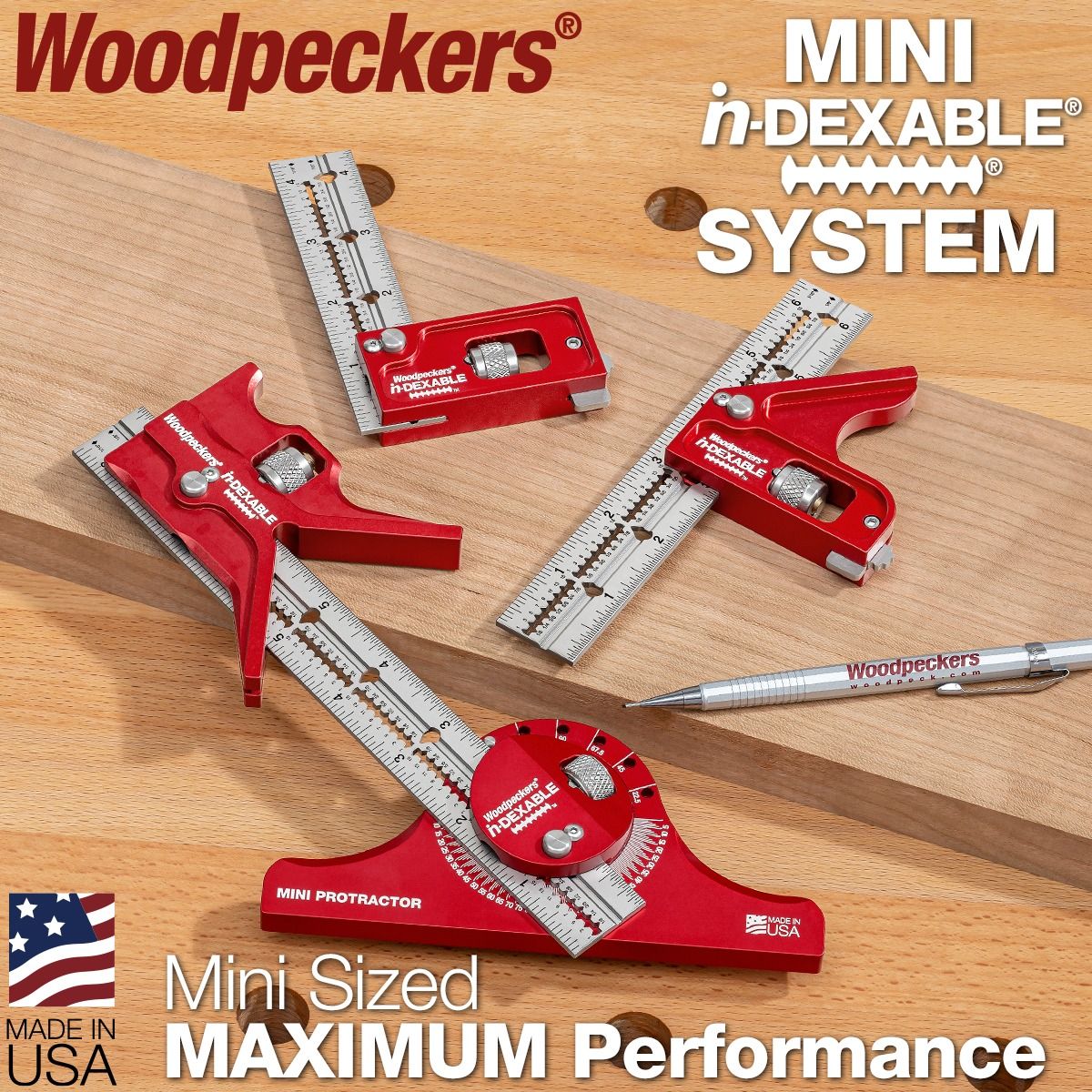 S*S様 OVY Deci Compact Square Practical W MINI in-DEXABLE Combination Squares - Woodpeckers