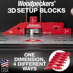 3D Setup Block on router table, over bit setting depth of cut.  
