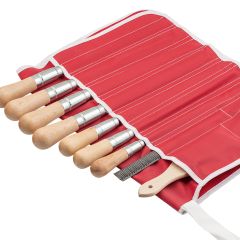 Simonds 9-Piece 10” American Pattern Black Maxi-Sharp General Purpose File Set in Red Cloth Tool Roll