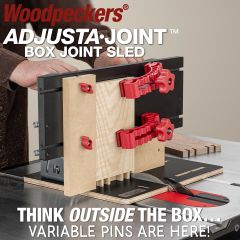Cutting variable spaced box joint with Adjusta-Joint on table saw. 
