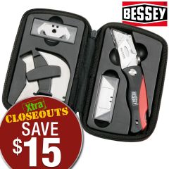 BESSEY Folding Utility Knife Set with 19 Blades & Zippered Case
