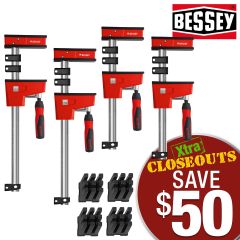BESSEY K-Body REVO Parallel Clamp Set: (2) 24-in, (2) 40-in, and Clamping Blocks