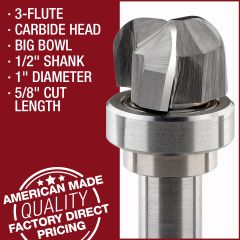 3 flute carbide head big bowl router bits