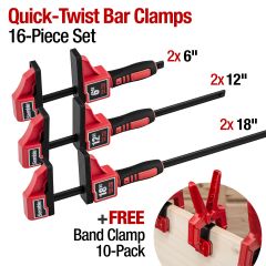 Quick Twist Bar Clamp 16-Pc Set