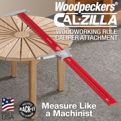 Cal-ZILLA measuring the diameter of a patio table.  
