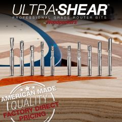 Micro-Bearing Pattern Bits displayed with examples of inlay projects. 
