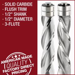 1/2" Dia. Flush Trim, 3-Flute router bit