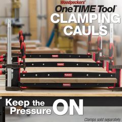 Three pair of Clamping Cauls aligning the faces of a panel glue-up.