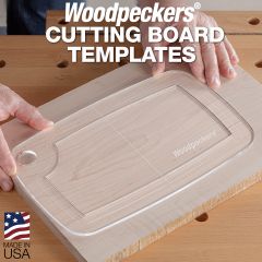 Woodpeckers 2-piece Small Cutting Board Template being located on maple board 
