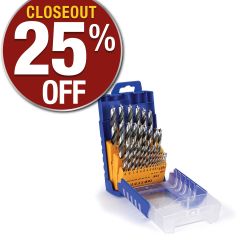 FISCH CHROME-VANADIUM STEEL BRAD-POINT BITS Side View of Drill Bits in Case