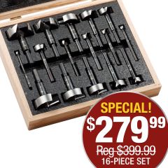 ON SALE: Fisch Black Shark Forstner Bits, 16-Piece Set with Wood Case