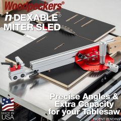 Cutting 45° miters using the in-DEXABLE Miter Sled.
