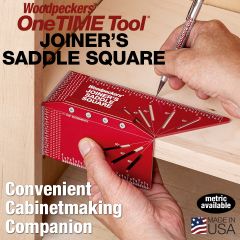using the laser-engraved scales on the edge of the Joiner’s Saddle Square to mark a dimension.
