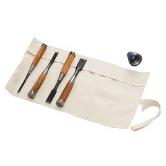 KAZU JAPANESE CHISELS IN OPEN CANVAS TOOL ROLL