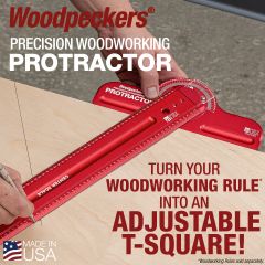 Striking a line at a 30-degree angle using the Precision Woodworking Protractor and Woodworking Rule.
