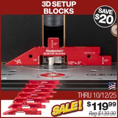 3D Setup Block on router table, over bit setting depth of cut.  
