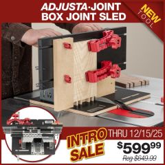 Cutting variable spaced box joint with Adjusta-Joint on table saw. 
