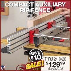 Compact Auxiliary Rip Fence mounted on band saw fence to aid resawing wide board. 
