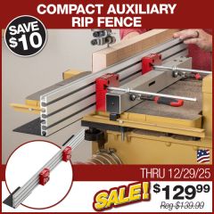 Compact Auxiliary Rip Fence mounted on band saw fence to aid resawing wide board. 
