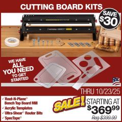 Display of all components of Small Cutting Board Kit.
