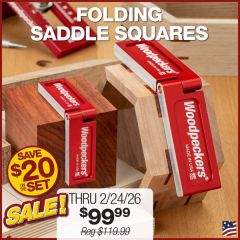 Saddle Squares shown with finished projects and Universal Cross Dowel Jig. 
