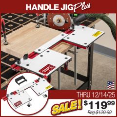 With the handle cut finished, the Handle Jig Plus template opened up to the custom dimensions of the handle.