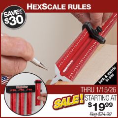 HexScale hooked on edge of board with stop at end of board.