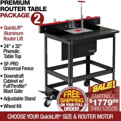 Woodpeckers Premium Router Table Package PRP-2 with Quicklift
