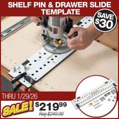Woodpeckers Shelf Pin and Drawer Slide Template