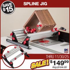 Spline Jig with samples of finished joints.
