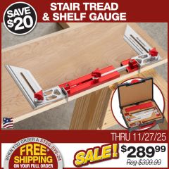 Stair Tread and Shelf Gauge shown on plywood stock