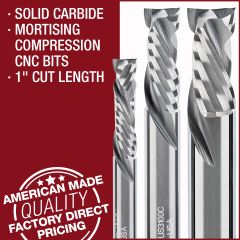 Ultra-Shear Solid Carbide Mortising Compression Set, 1/4", 3/8" and 1/2"