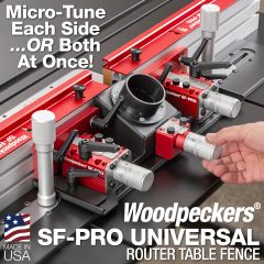 Back side of SF-PRO Universal with operator adjusting fence position.