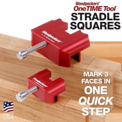 Large and small Straddle Squares shown on oak boards with reference marks on 3 sides.