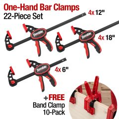 One-Handed Bar Clamp 22-Pc Set
