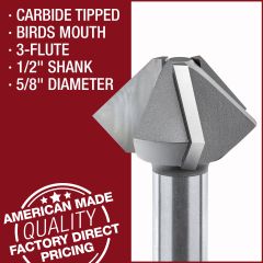 3-Flute Carbide Tipped Birds Mouth Bits