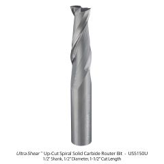 Ultra-Shear Solid Carbide Up-Cut Spiral Router Bit 1/2" Cutting Diameter, 1-1/2" Cutting Length, 3-1/2" Overall Length, 1/2" Shank