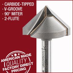 2-Flute, Carbide Tipped, V-Groove Bit