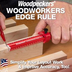 Woodpeckers Edge Rule resting on the edge of a square board, meaning you can mark both face and edge. 