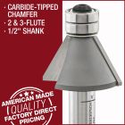 carbide tipped chamfer 1/2 inch shank bits