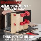 Cutting variable spaced box joint with Adjusta-Joint on table saw. 
