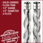 1/2" Dia. Flush Trim, 3-Flute router bit