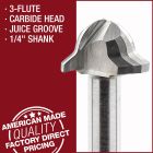 3 flute carbide head juice groove router bits 1/4 inch shank