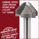 Carbide-Tipped 3-Flute Juice Groove Bits
